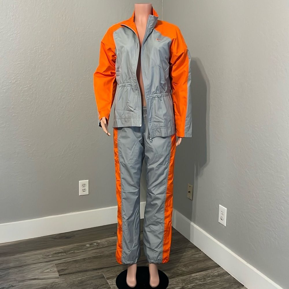 Vintage 80s Nike Tracksuit Large Gray 2-Piece Set Track Jacket Sweatpants Womens